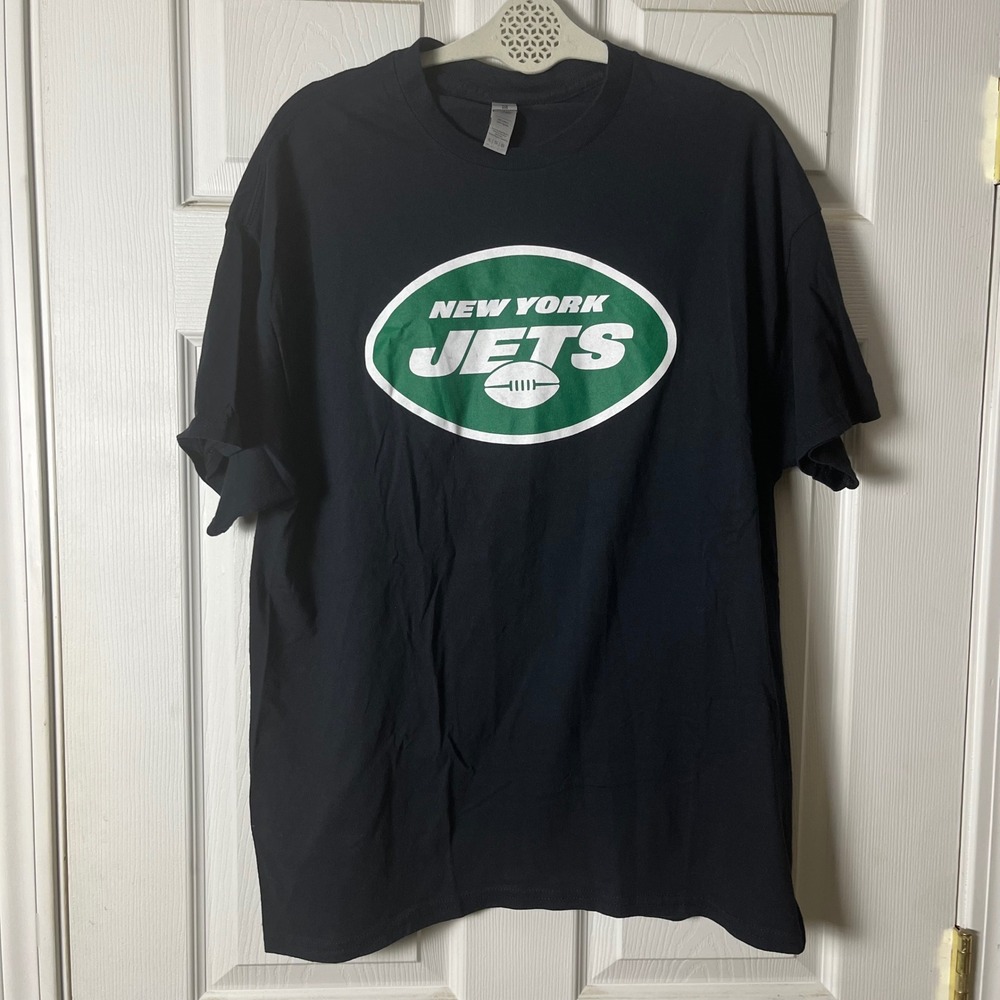 Gildan New York Jets Graphic T-Shirt Mens XL Black Heavy Cotton Short Sleeve Tee